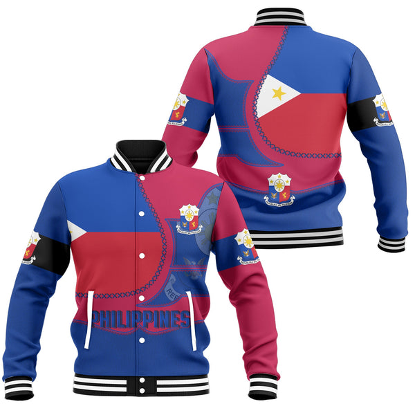 Philippines Baseball Jacket Flag & Coat Of Arms Leather Style