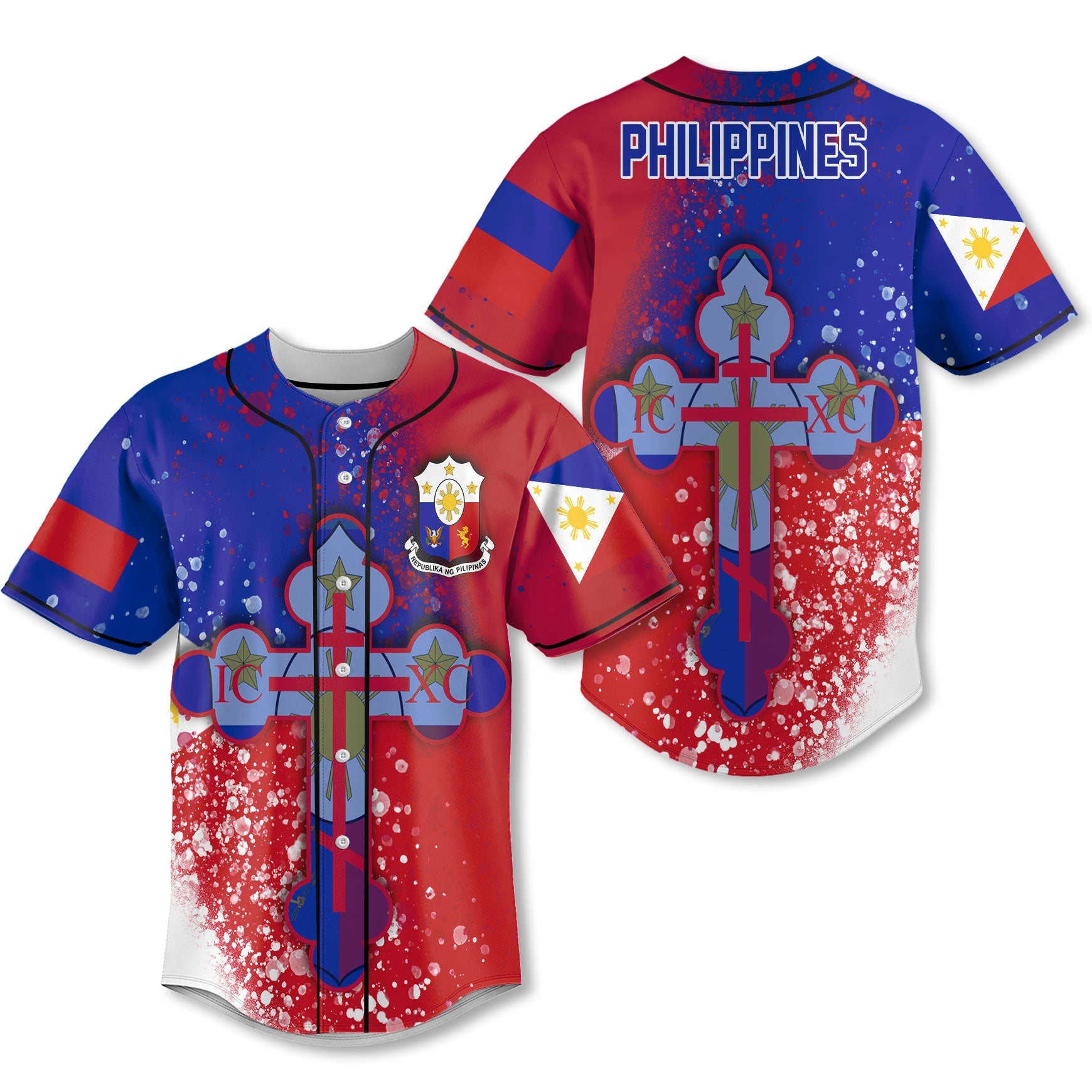 Philippines Baseball Jersey Flag & Coat Of Arms Orthodox Style