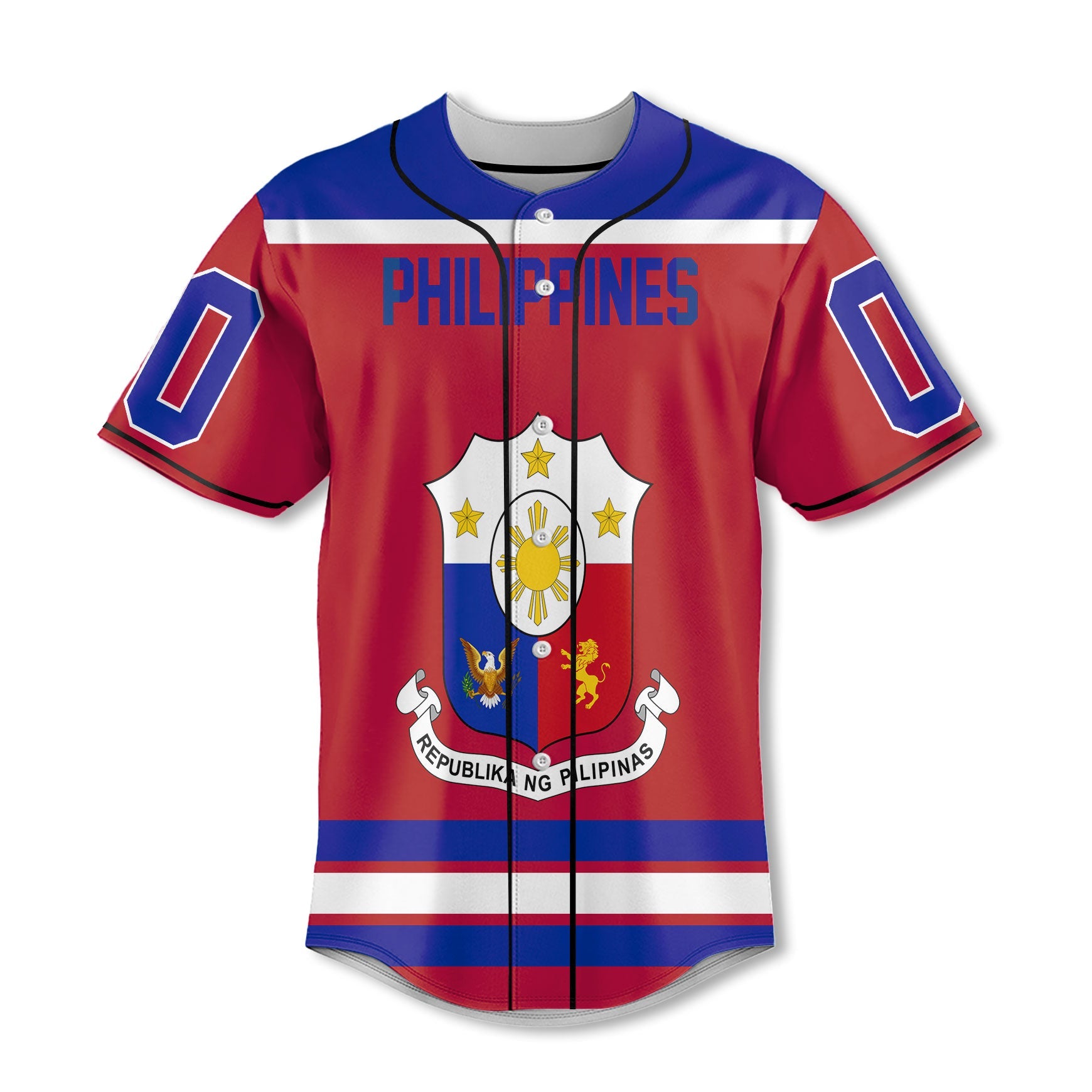 Philippines Baseball Jersey Flag & Coat Of Arms Hockey Style