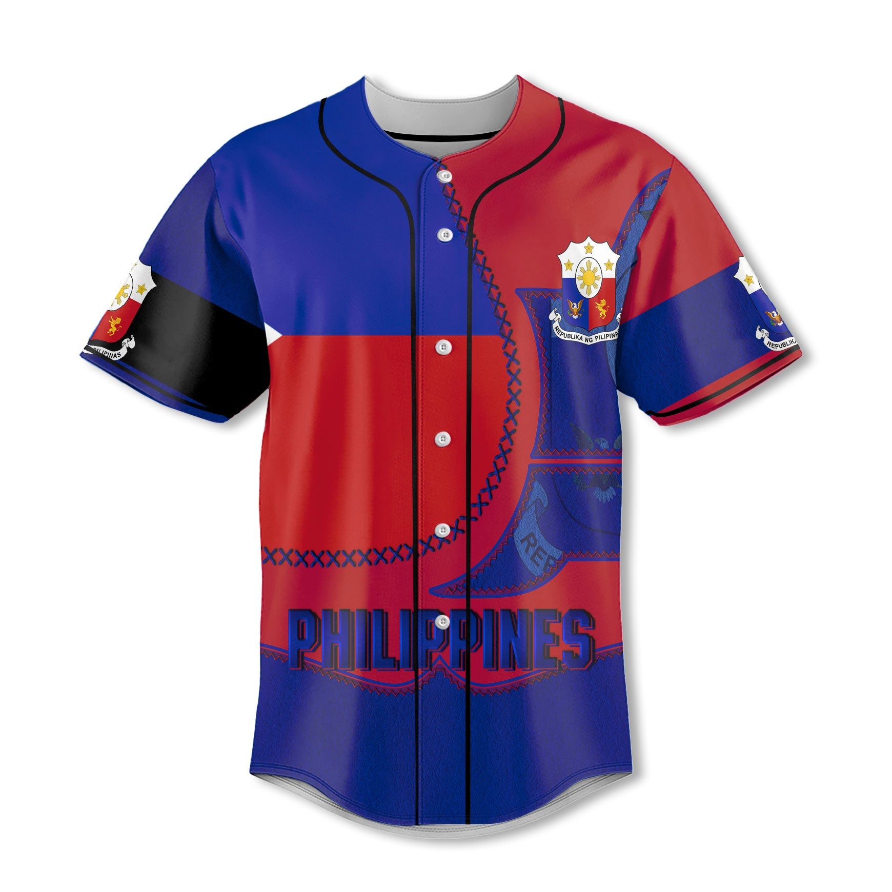 Philippines Baseball Jersey Flag & Coat Of Arms Leather Style