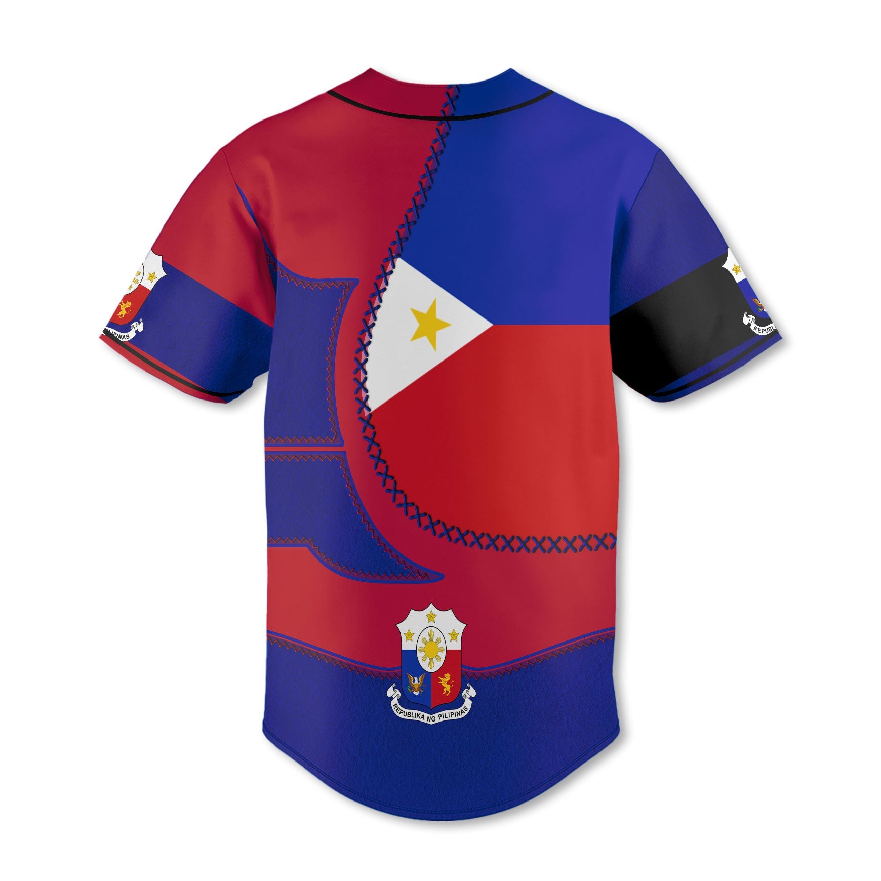 Philippines Baseball Jersey Flag & Coat Of Arms Leather Style