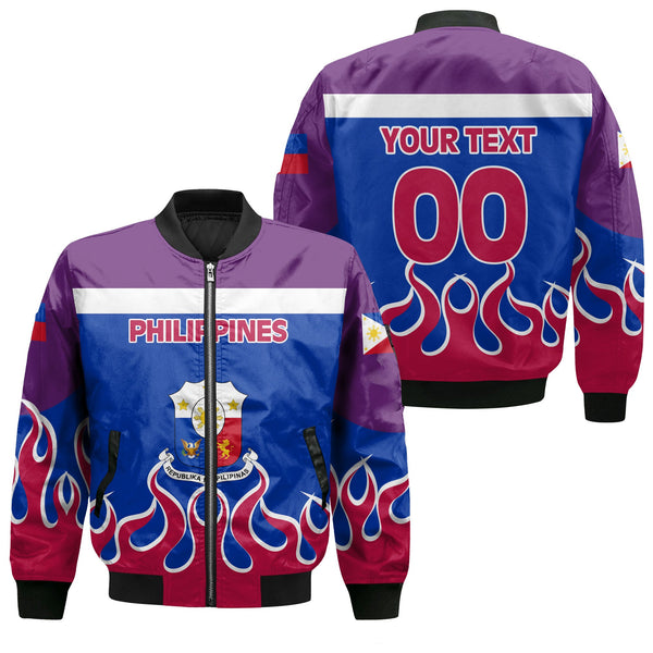 Philippines Bomber Jacket Flag & Coat Of Arms Fire Hockey Style