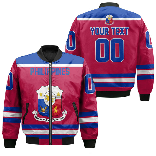 Philippines Bomber Jacket Flag & Coat Of Arms Hockey Style