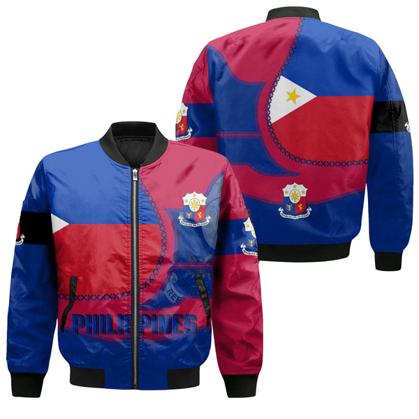 Philippines Bomber Jacket Flag & Coat Of Arms Leather Style