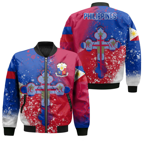 Philippines Bomber Jacket Flag & Coat Of Arms Orthodox Style