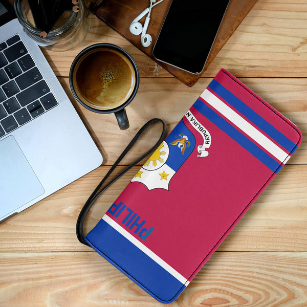 Philippines Clutch Purse Flag & Coat Of Arms Hockey Style