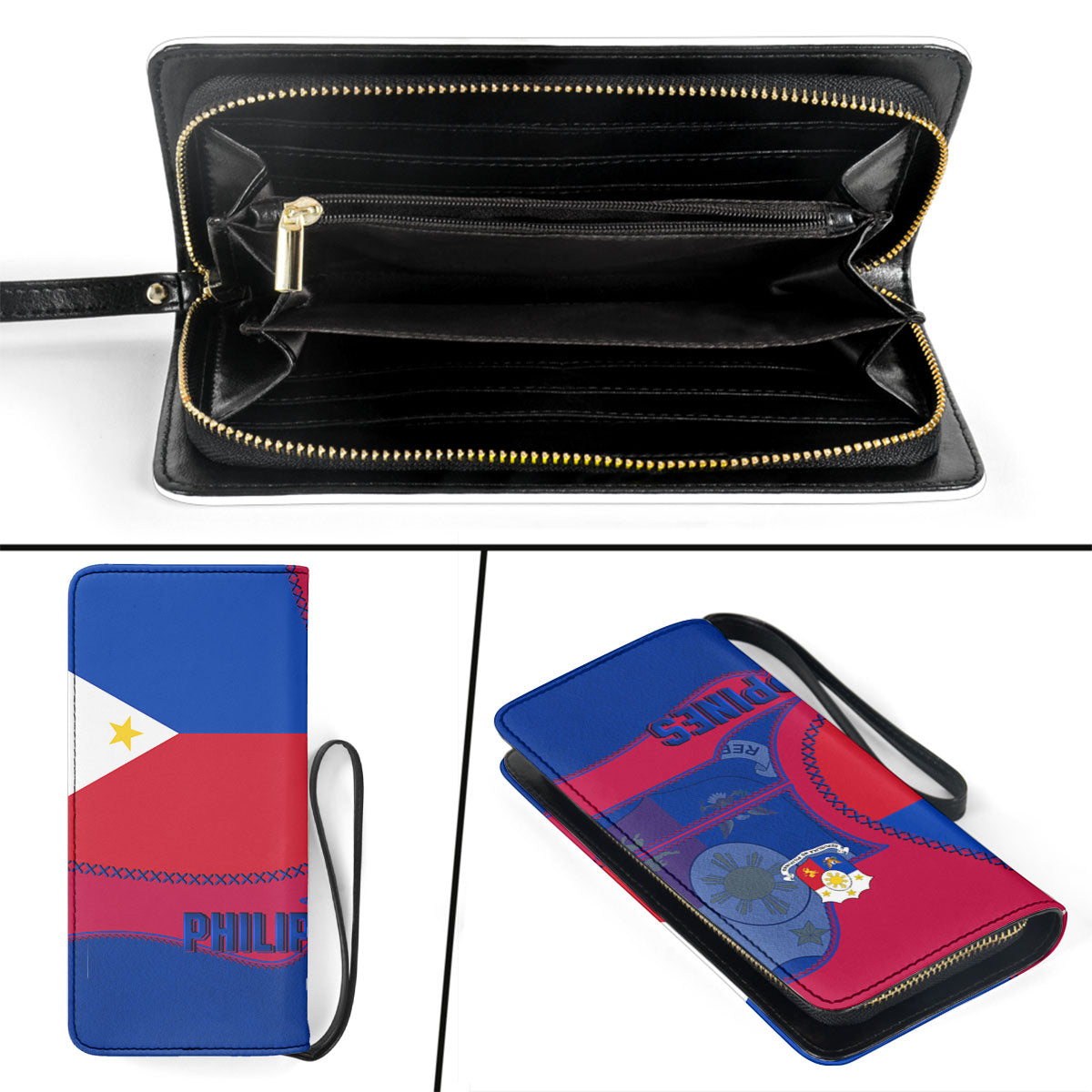 Philippines Clutch Purse Flag & Coat Of Arms Leather Style