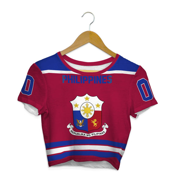 Philippines Crop Top T Shirt Flag & Coat Of Arms Hockey Style