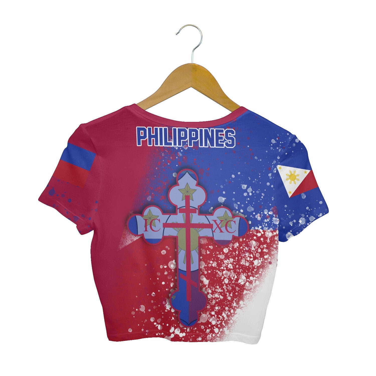 Philippines Crop Top T Shirt Flag & Coat Of Arms Orthodox Style