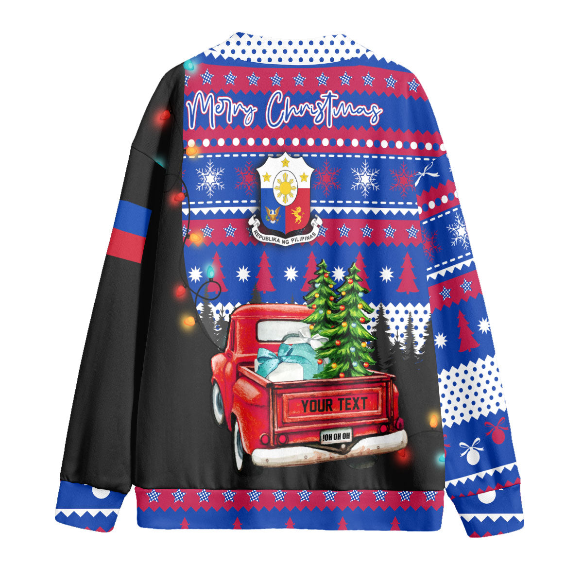 Philippines Fleece Cardigan Coat Of Arms Christmas Style