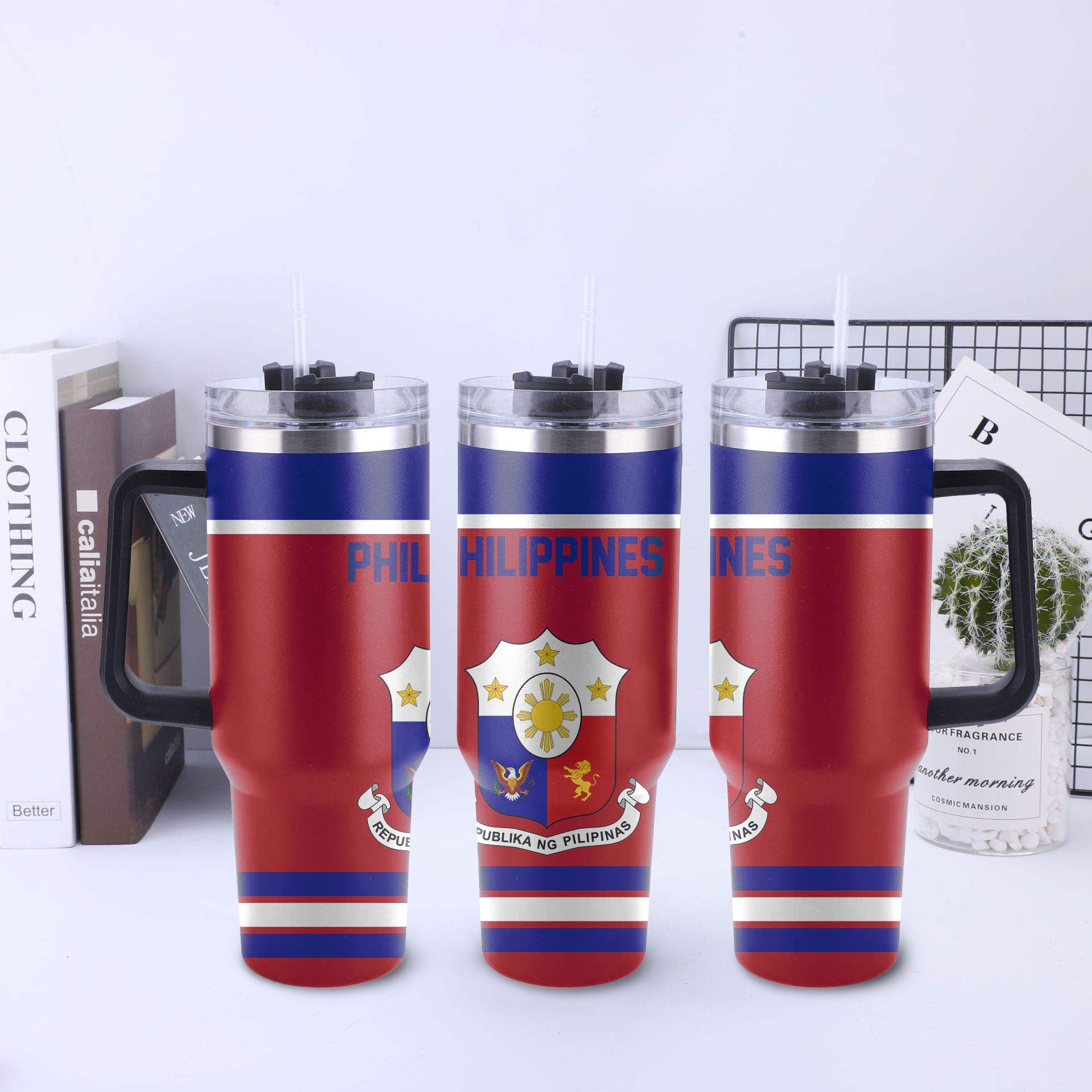 Philippines Handle Tumbler Flag & Coat Of Arms Hockey Style