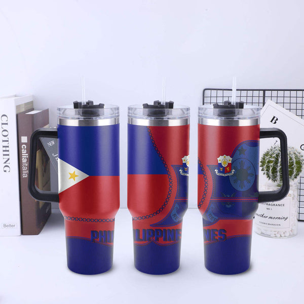 Philippines Handle Tumbler Flag & Coat Of Arms Leather Style