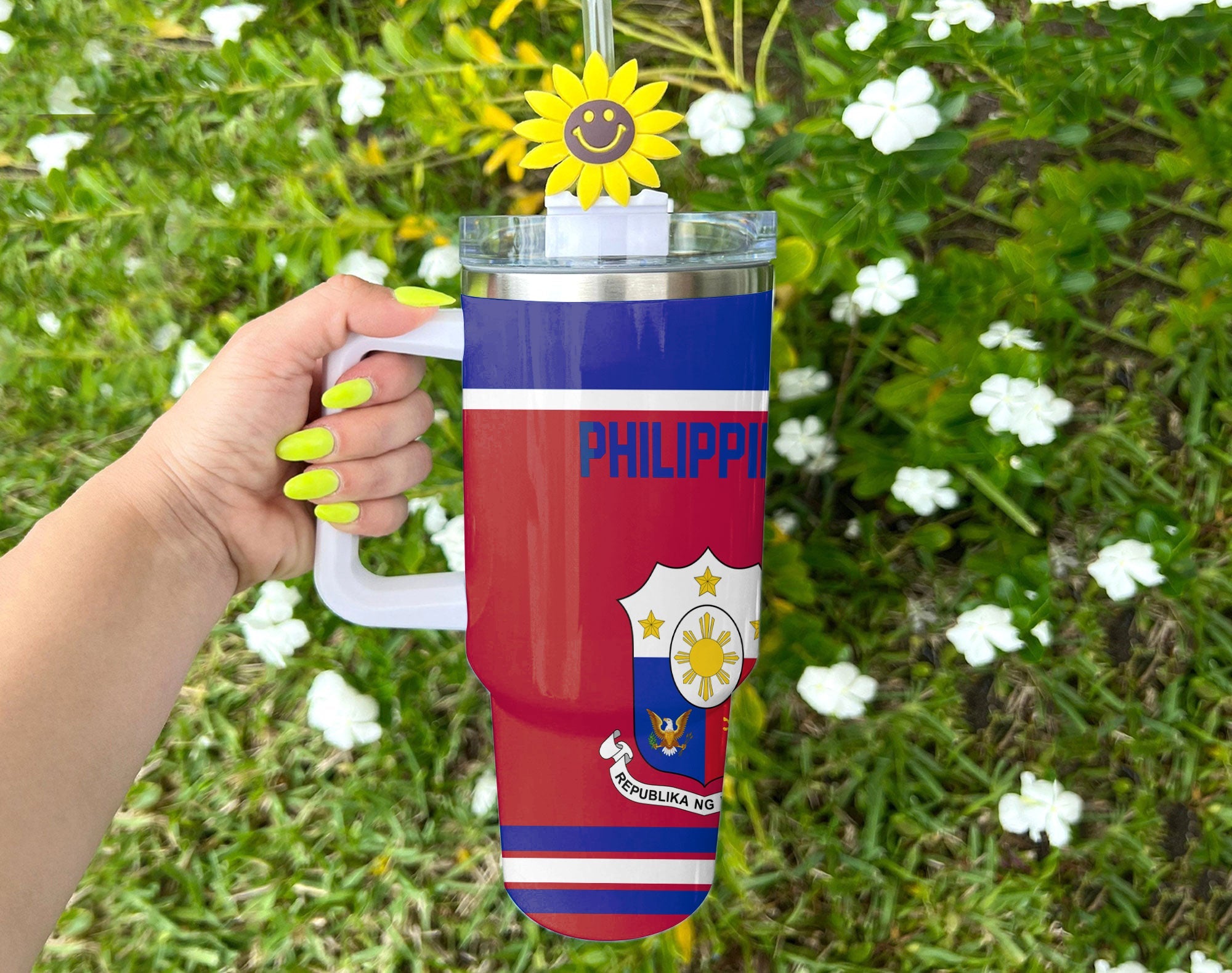 Philippines Handle Tumbler Flag & Coat Of Arms Hockey Style