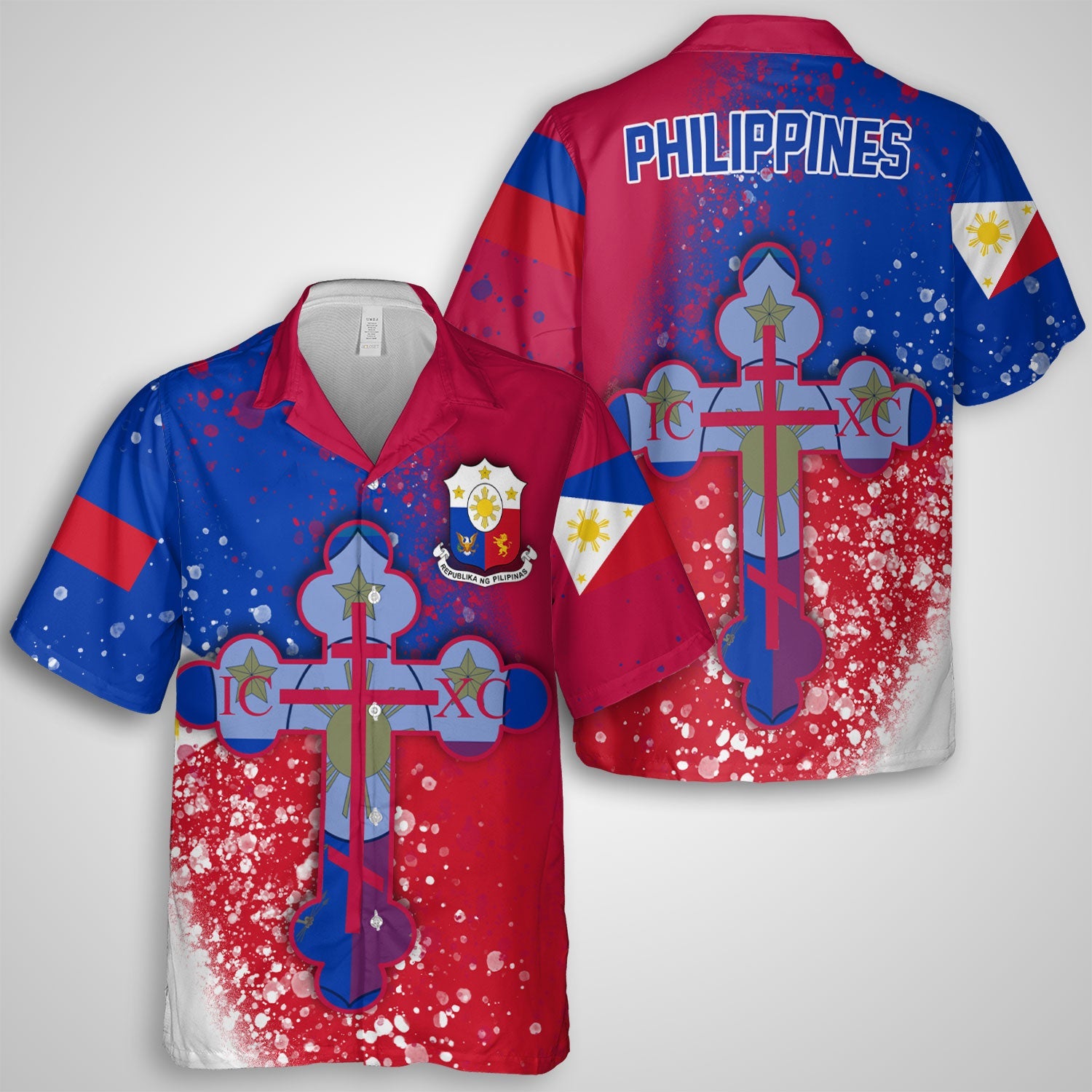 Philippines Hawaiian Shirt Flag & Coat Of Arms Orthodox Style