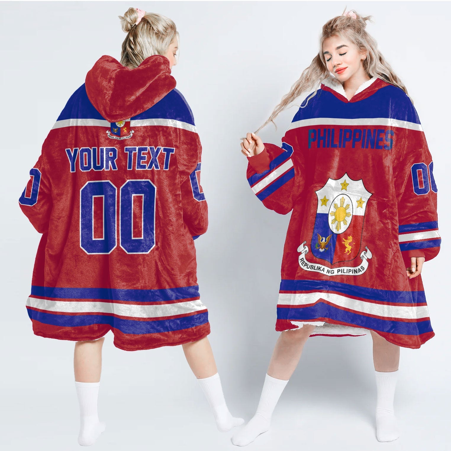 Philippines Snug Hoodie Flag & Coat Of Arms Hockey Style