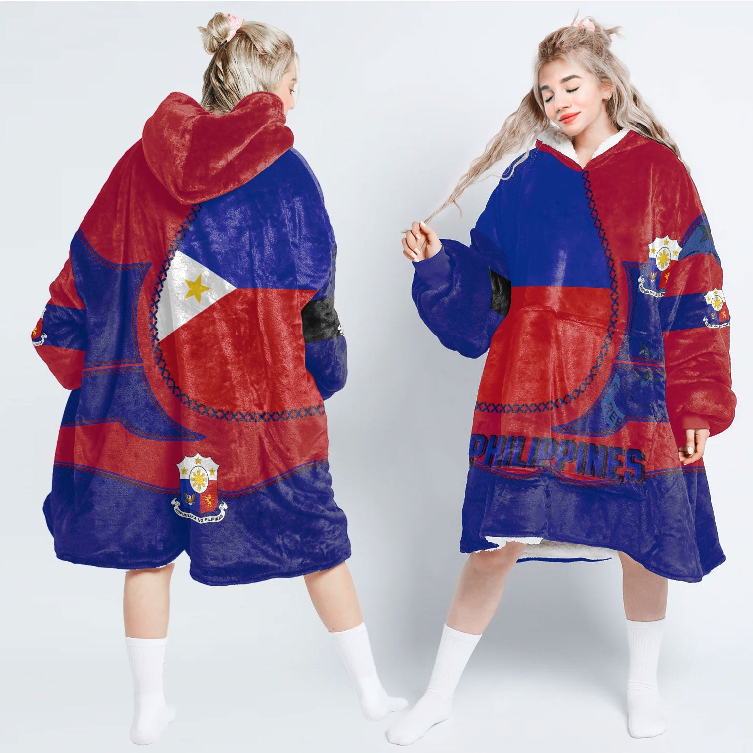 Philippines Hoodie Blanket Flag & Coat Of Arms Leather Style