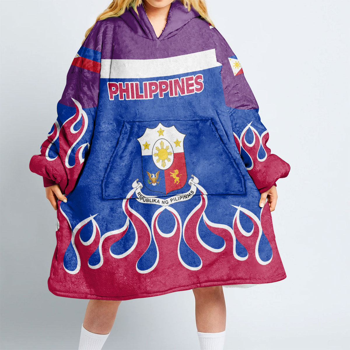 Philippines Snug Hoodie Flag & Coat Of Arms Fire Hockey Style