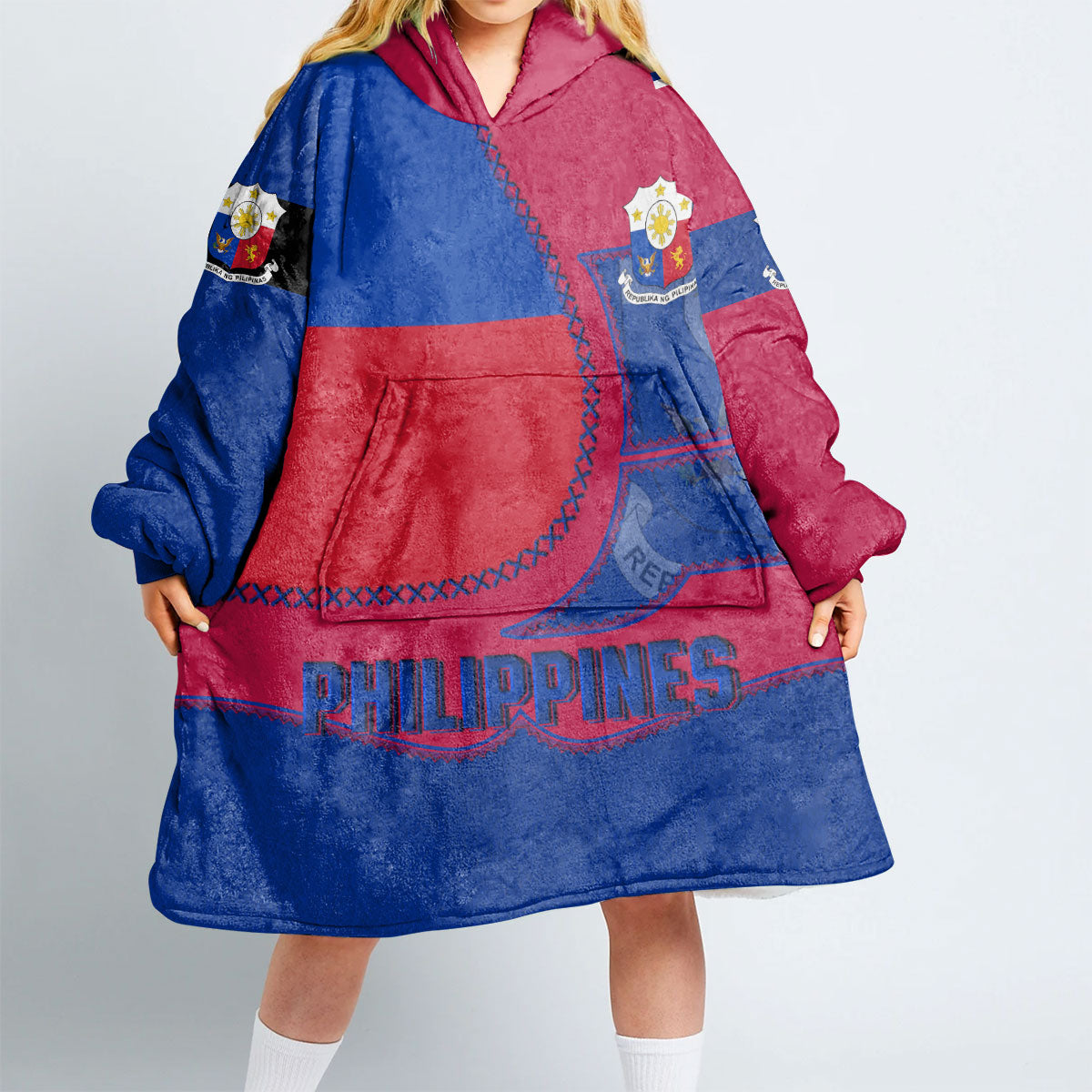 Philippines Hoodie Blanket Flag & Coat Of Arms Leather Style