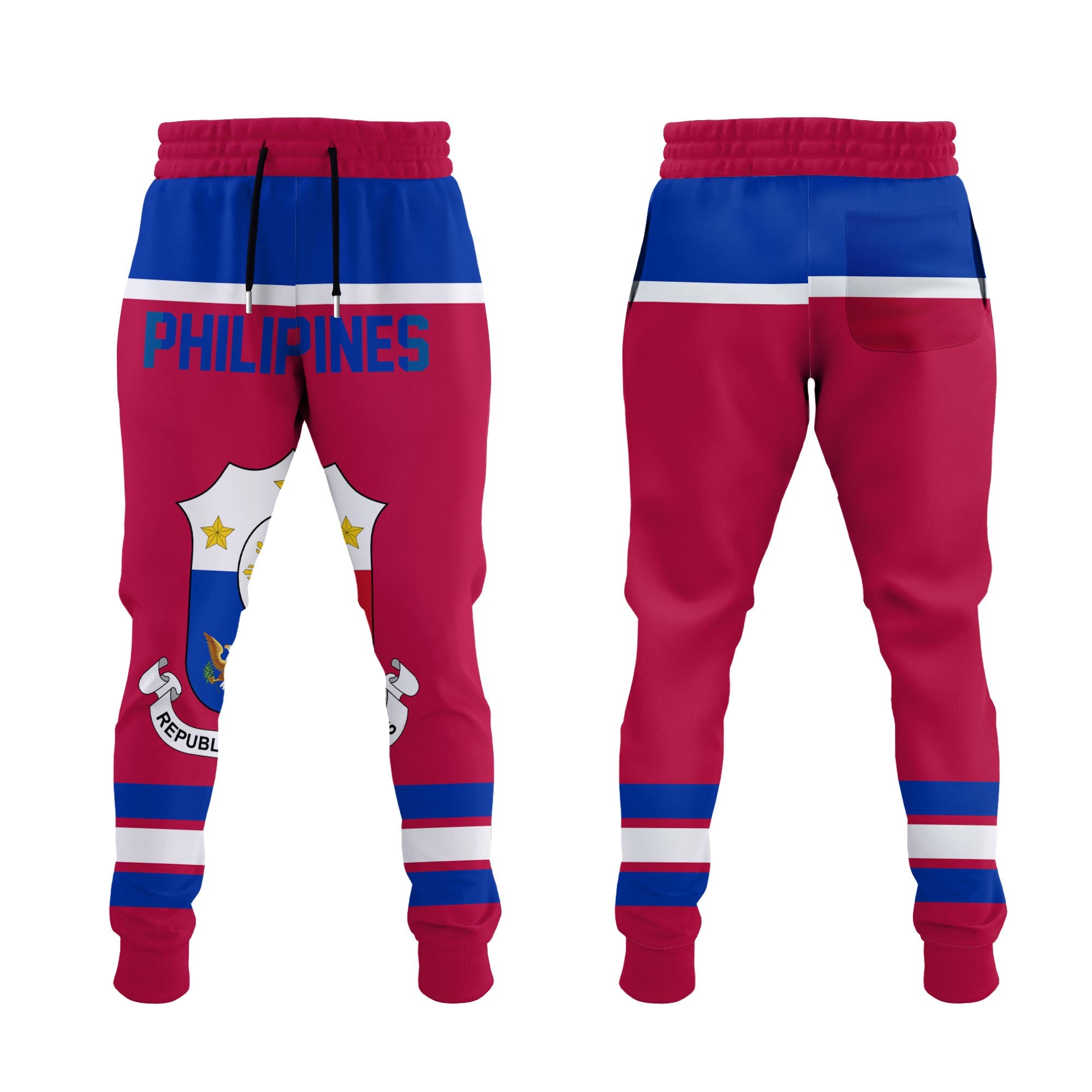 Philippines Jogger Pant Flag & Coat Of Arms Hockey Style