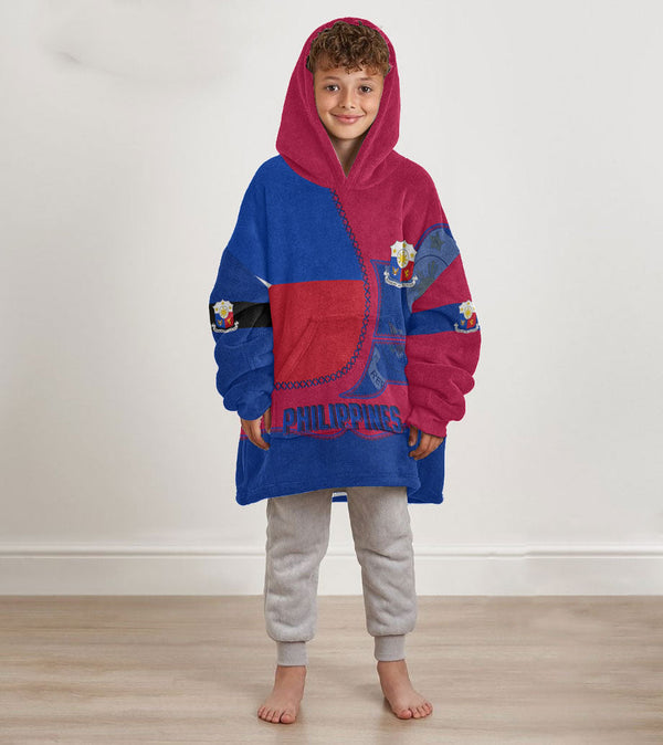 Philippines Kid Snug Hoodie Flag & Coat Of Arms Leather Style