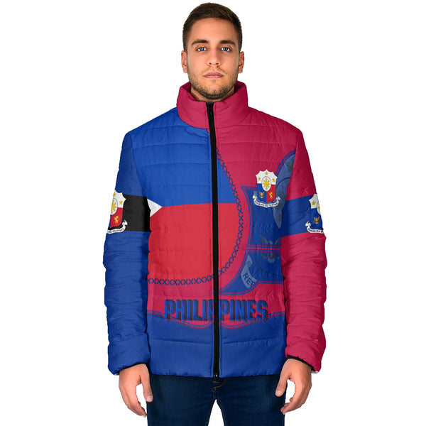 Philippines Men Padded Jacket Flag & Coat Of Arms Leather Style