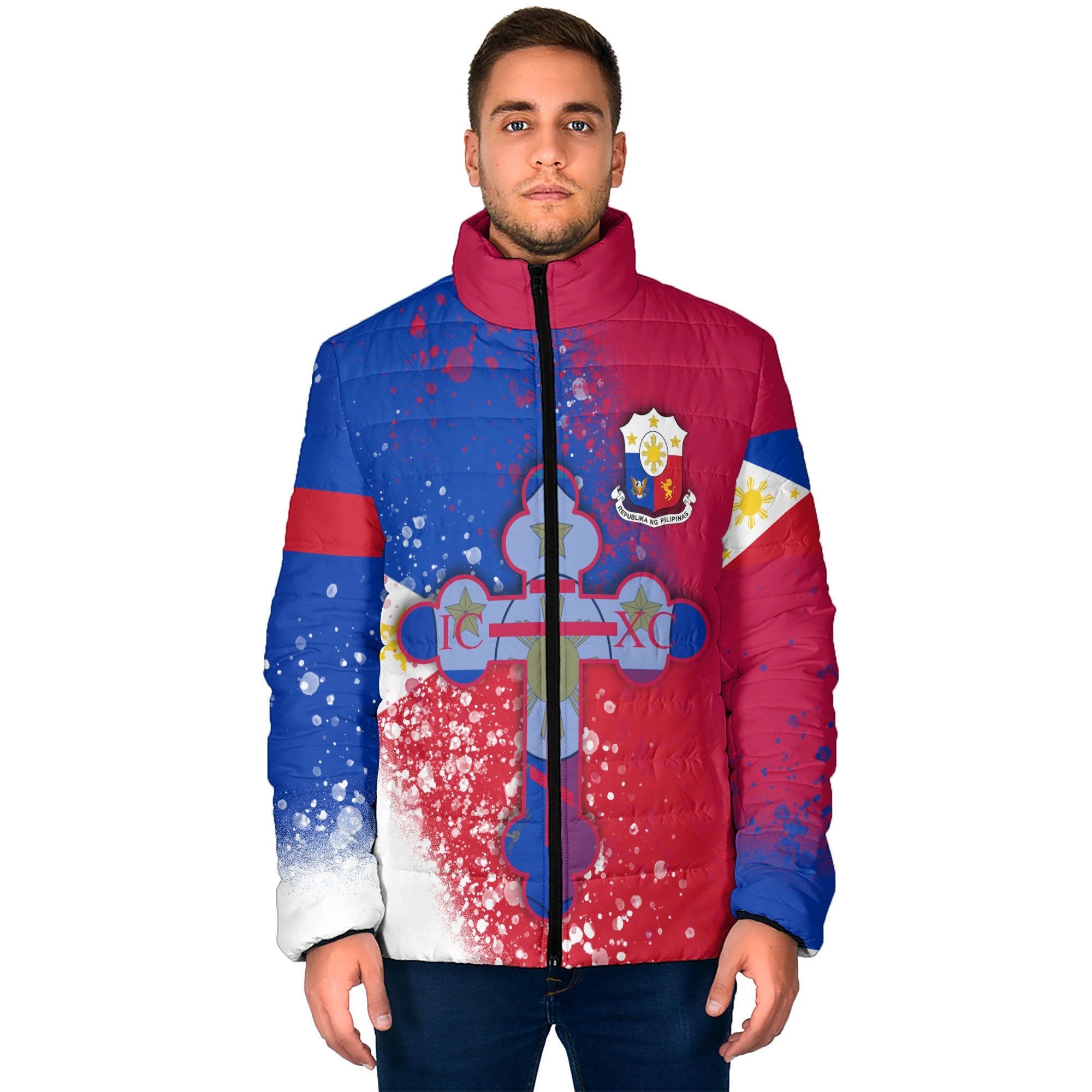 Philippines Men Padded Jacket Flag & Coat Of Arms Orthodox Style