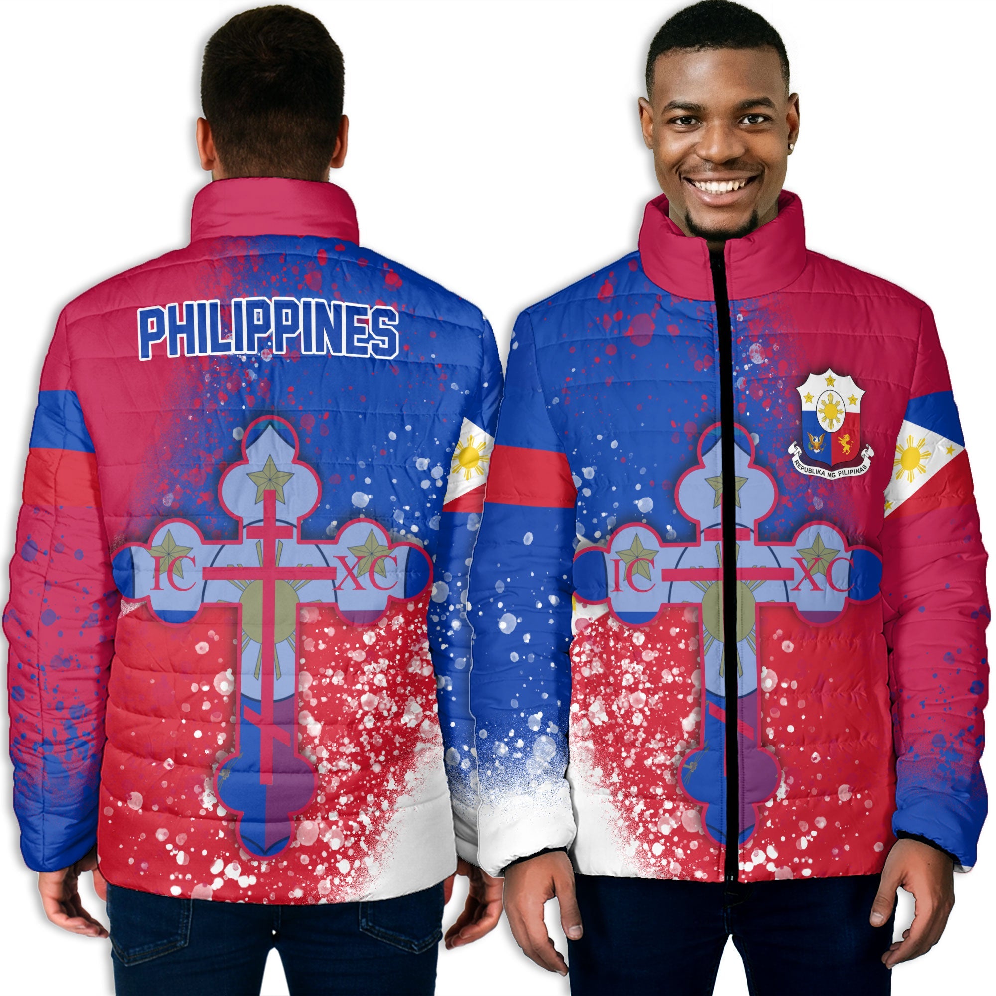 Philippines Men Padded Jacket Flag & Coat Of Arms Orthodox Style