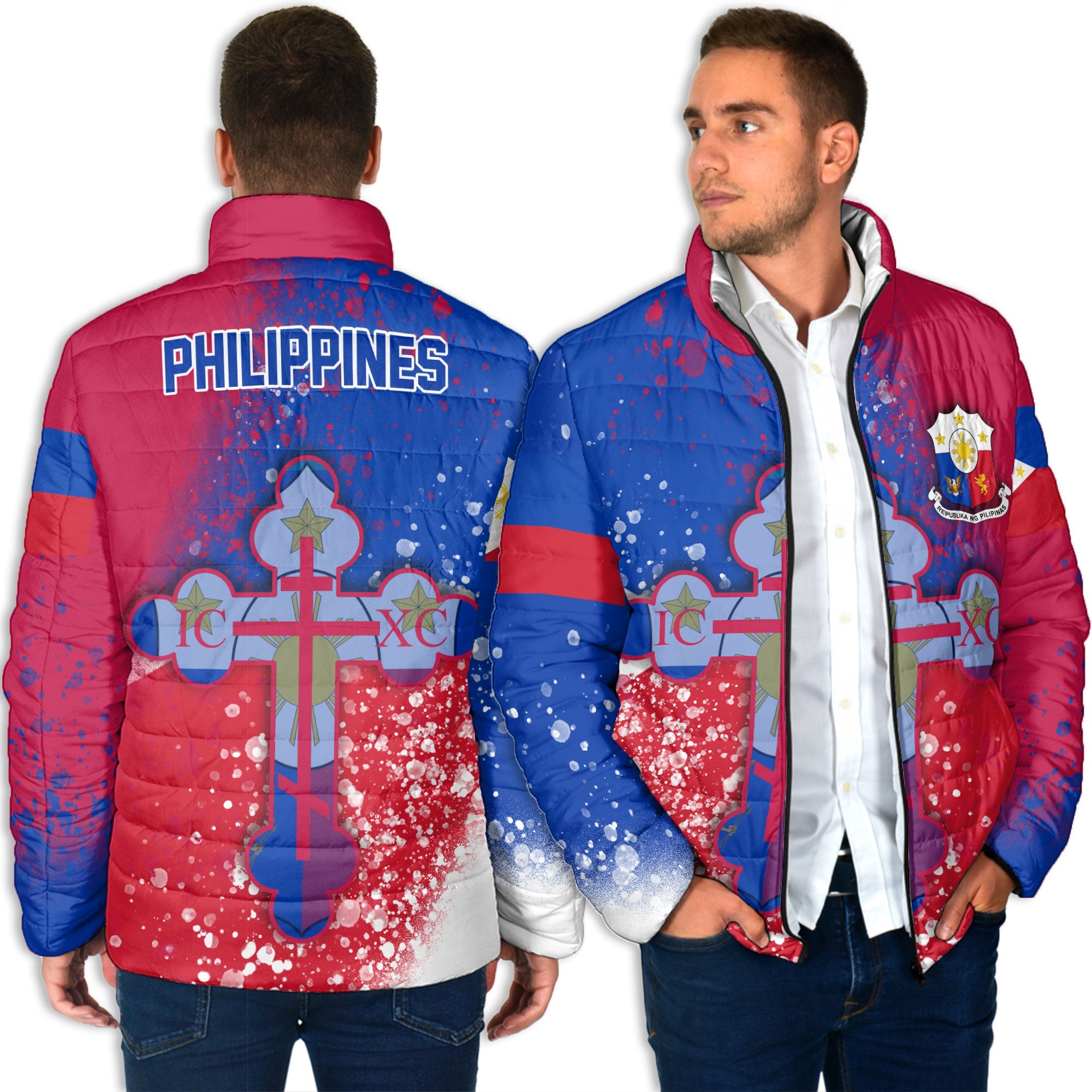 Philippines Men Padded Jacket Flag & Coat Of Arms Orthodox Style