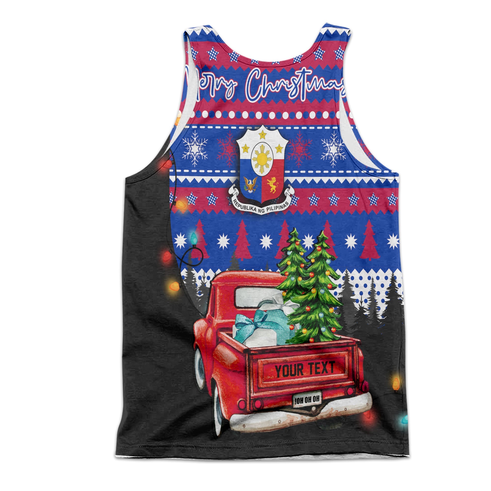 Philippines Men Tank Top Coat Of Arms Christmas Style