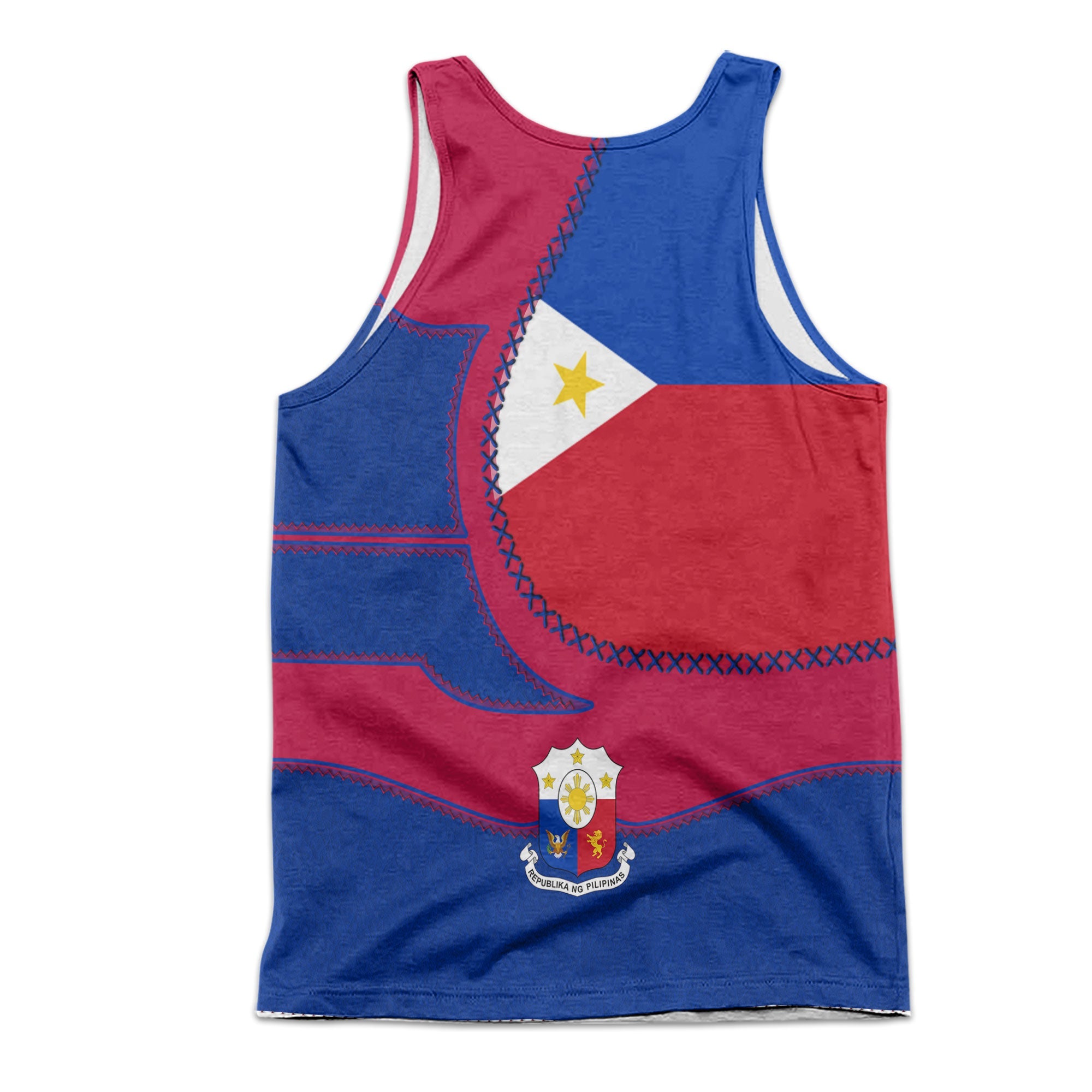 Philippines Men Tank Top Flag & Coat Of Arms Leather Style