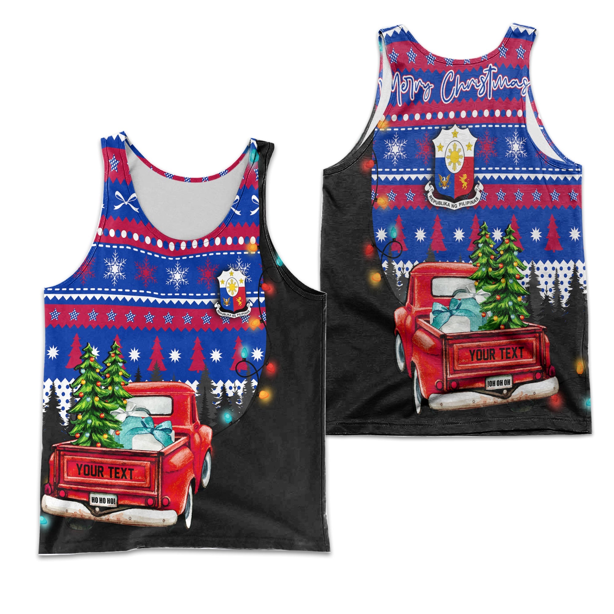 Philippines Men Tank Top Coat Of Arms Christmas Style