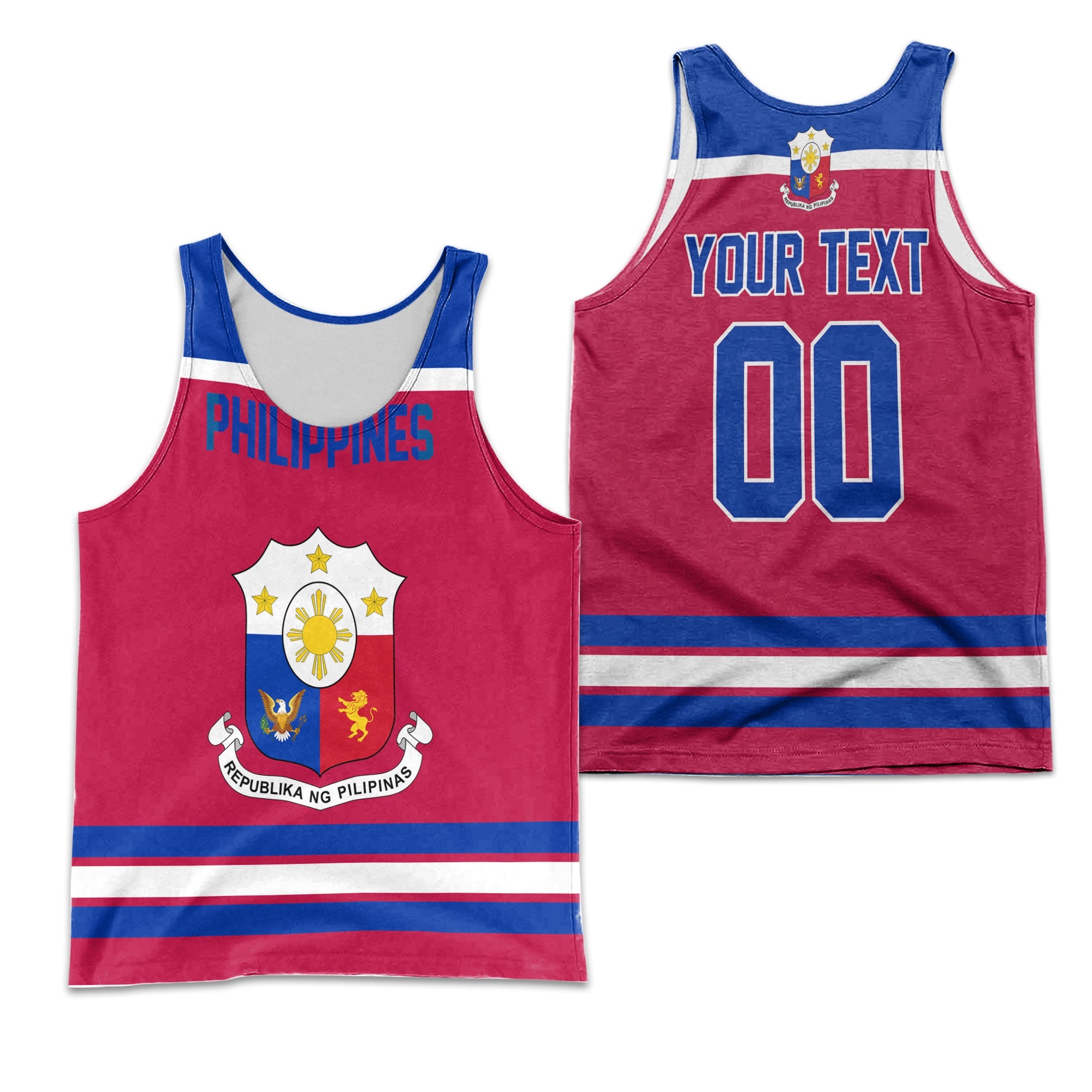 Philippines Men Tank Top Flag & Coat Of Arms Hockey Style