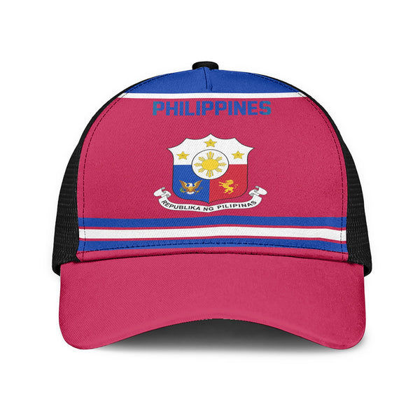 Philippines Mesh Back Cap Flag & Coat Of Arms Hockey Style