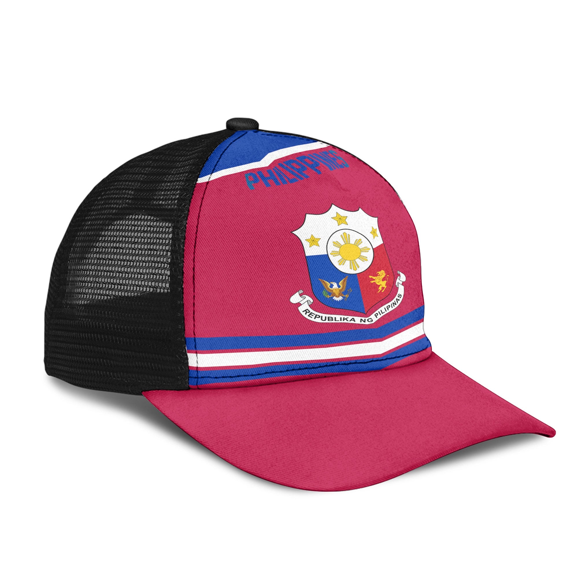 Philippines Mesh Back Cap Flag & Coat Of Arms Hockey Style