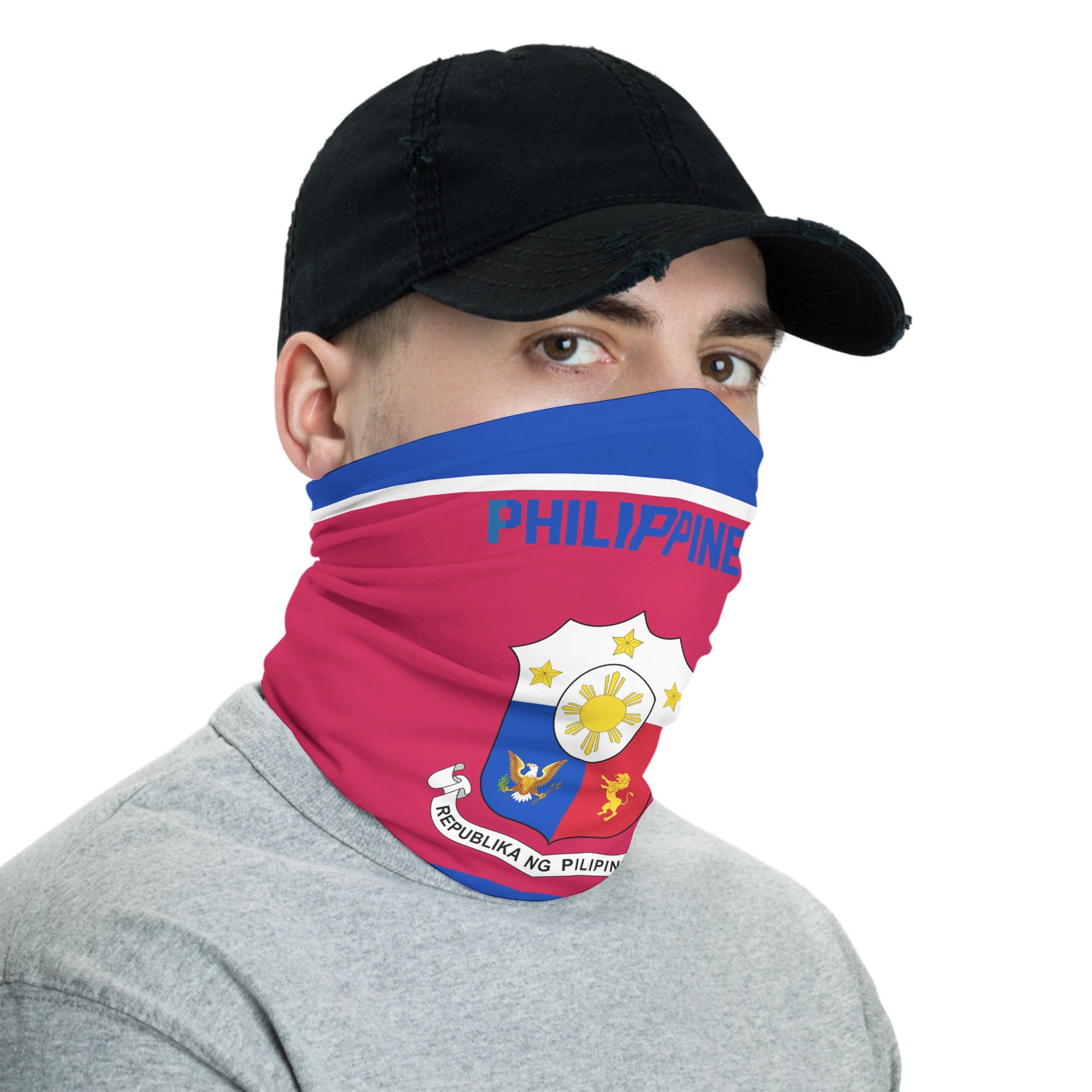 Philippines Neck Gaiter Flag & Coat Of Arms Hockey Style