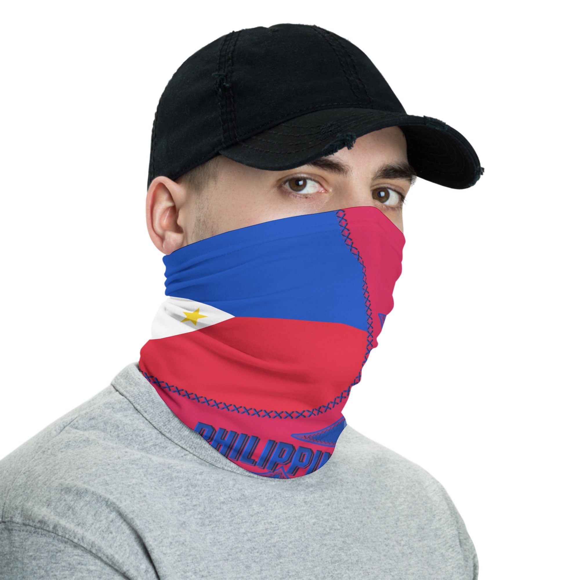 Philippines Neck Gaiter Flag & Coat Of Arms Leather Style