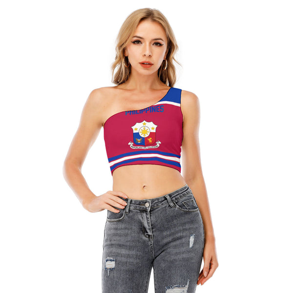 Philippines One Shoulder Shirt Flag & Coat Of Arms Hockey Style