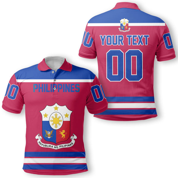 Philippines Polo Shirt Flag & Coat Of Arms Hockey Style