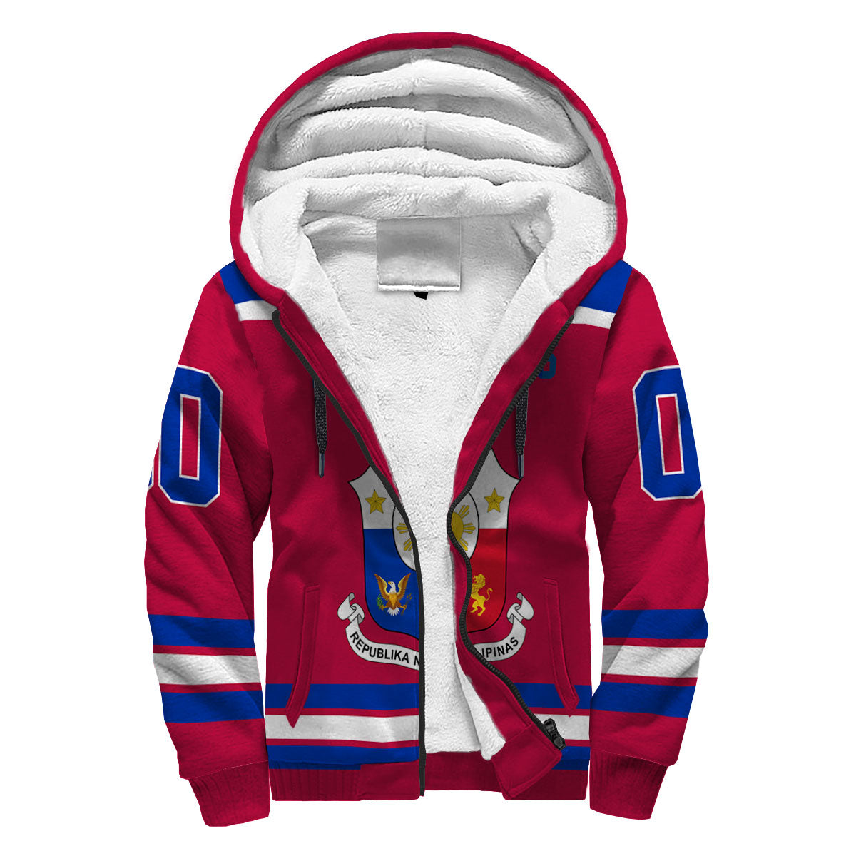 Philippines Sherpa Hoodie Flag & Coat Of Arms Hockey Style