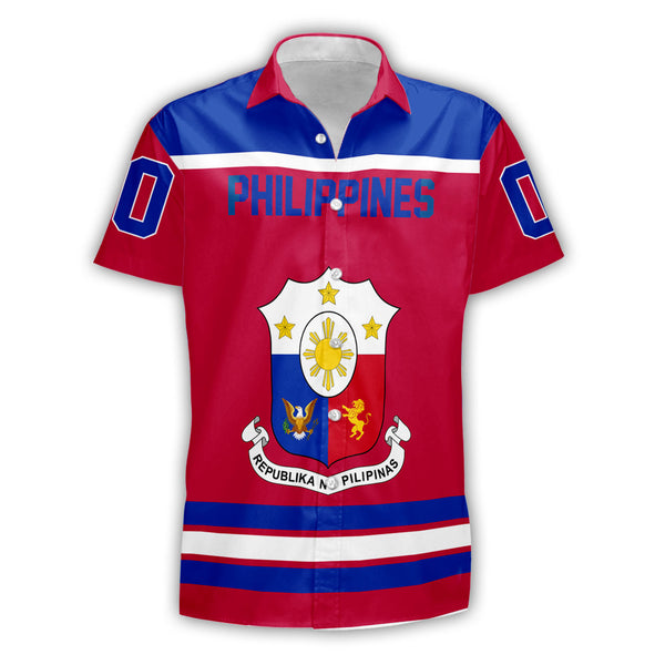 Philippines Short Sleeve Shirt Flag & Coat Of Arms Hockey Style