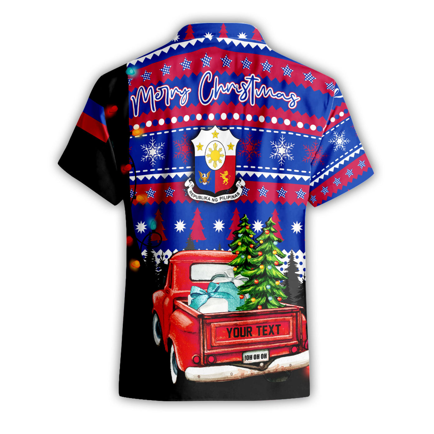 Philippines Short Sleeve Shirt Coat Of Arms Christmas Style