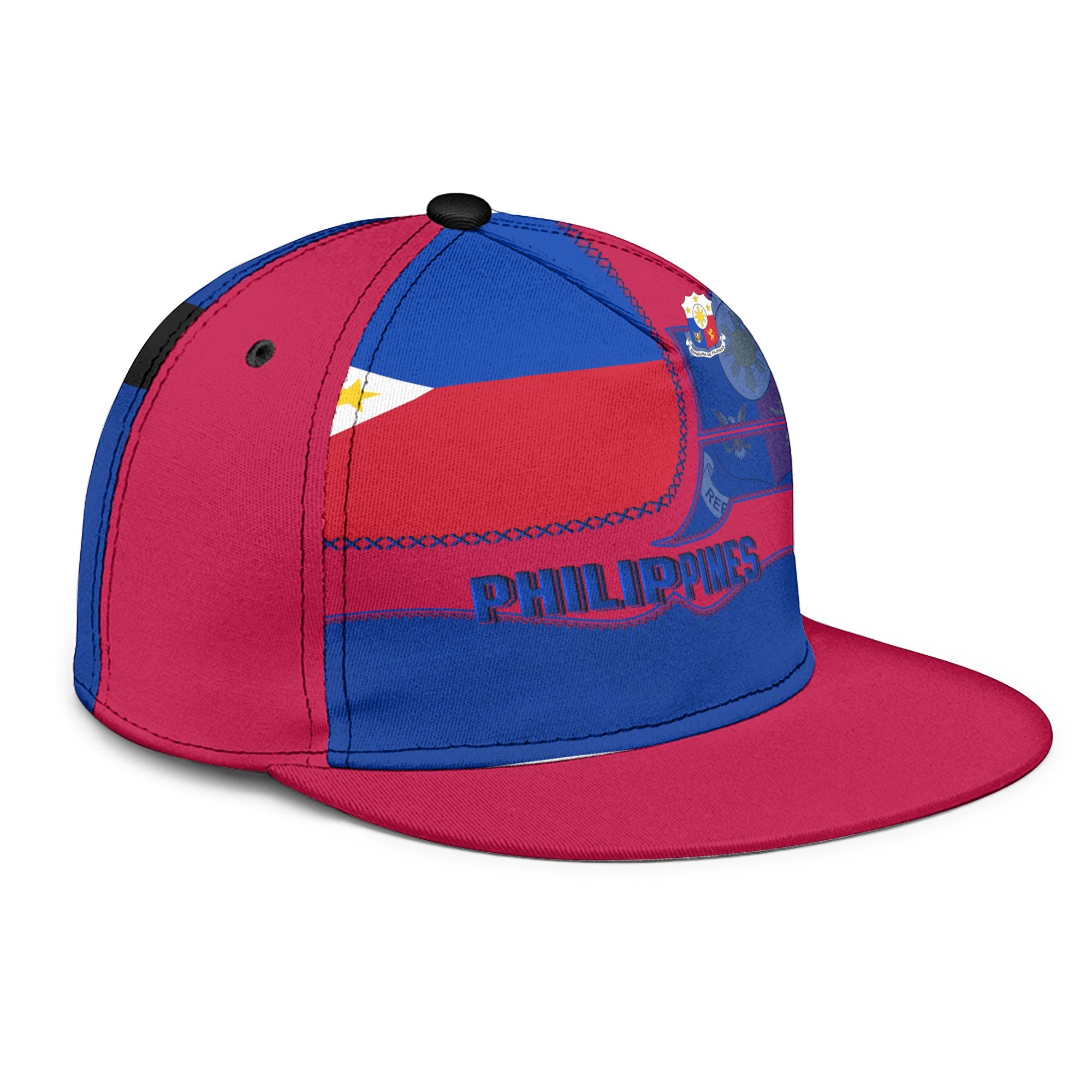 Philippines Snapback Hat Flag & Coat Of Arms Leather Style