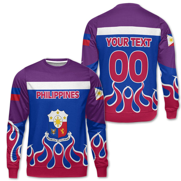 Philippines Sweatshirt Flag & Coat Of Arms Fire Hockey Style