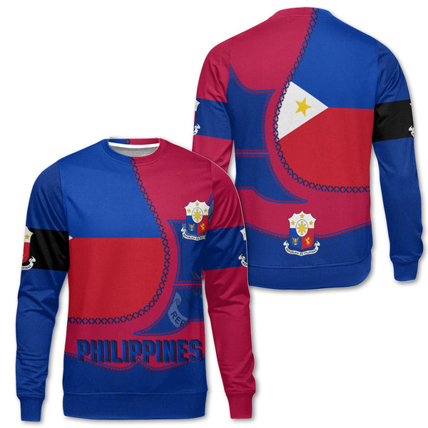 Philippines Sweatshirt Flag & Coat Of Arms Leather Style