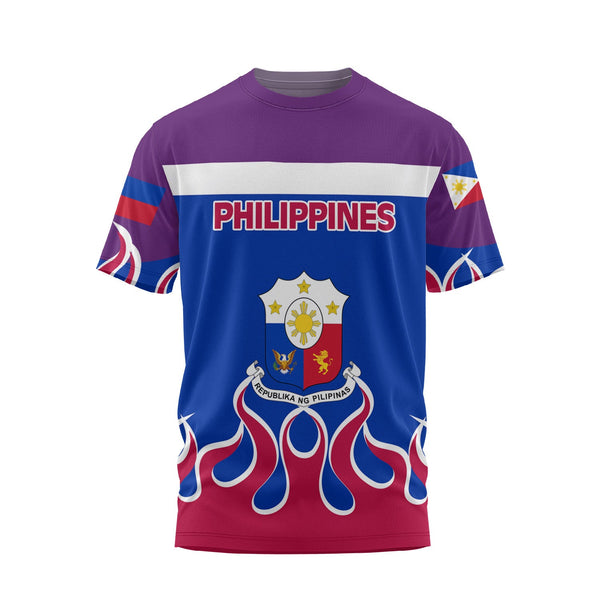 Philippines T Shirt Flag & Coat Of Arms Fire Hockey Style