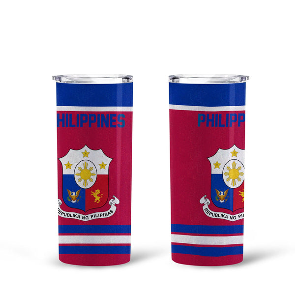 Philippines Tall Glitter Tumbler Flag & Coat Of Arms Hockey Style