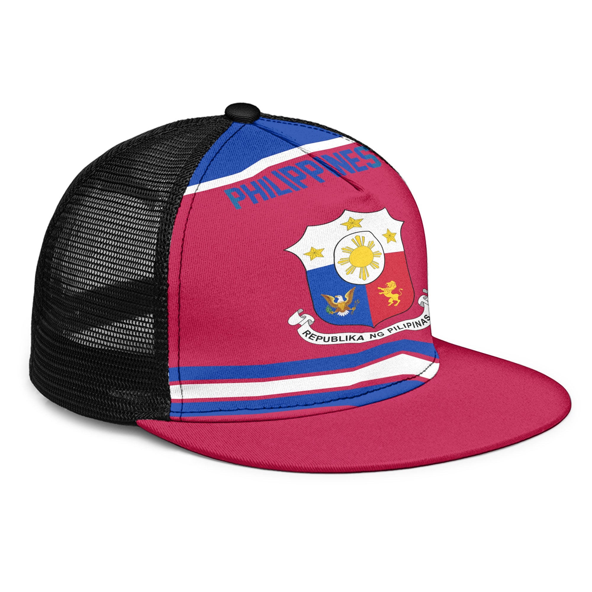 Philippines Trucker Hat Flag & Coat Of Arms Hockey Style