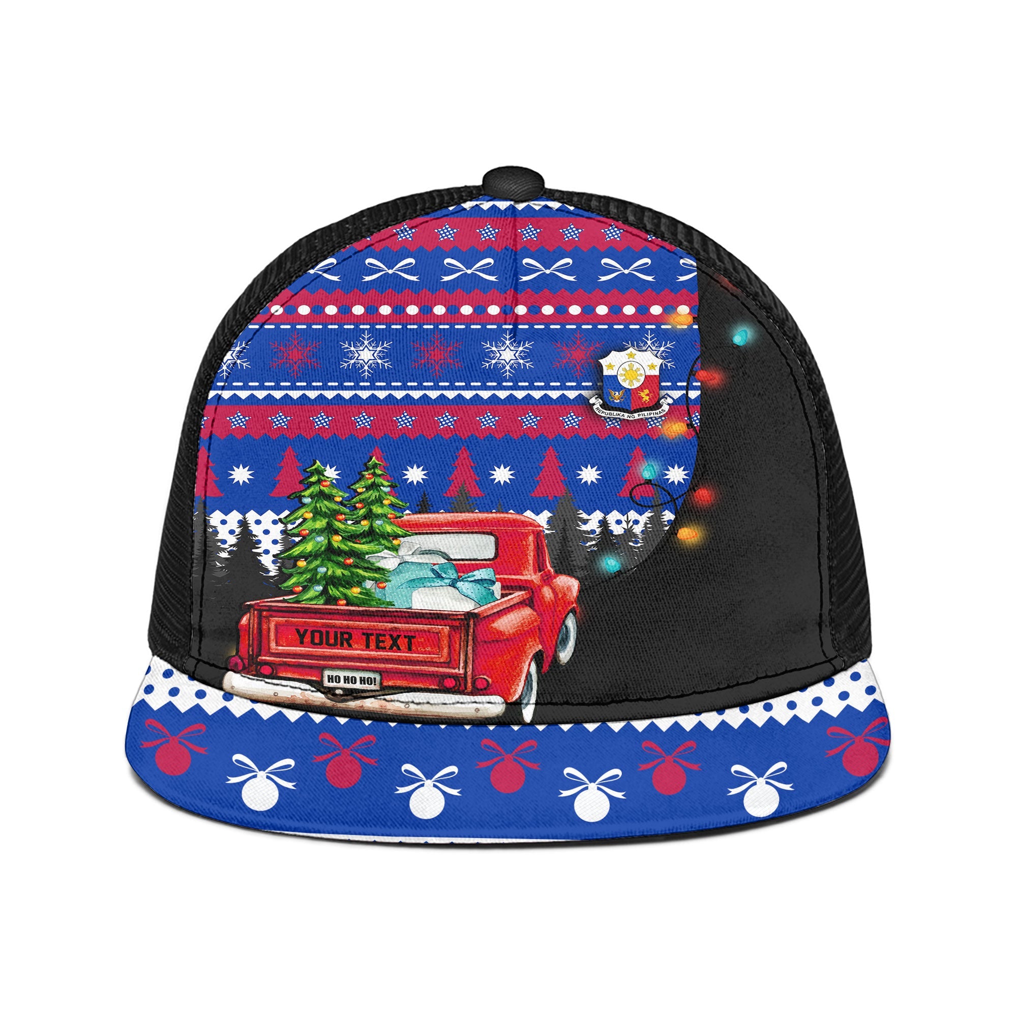 Philippines Trucker Hat Coat Of Arms Christmas Style