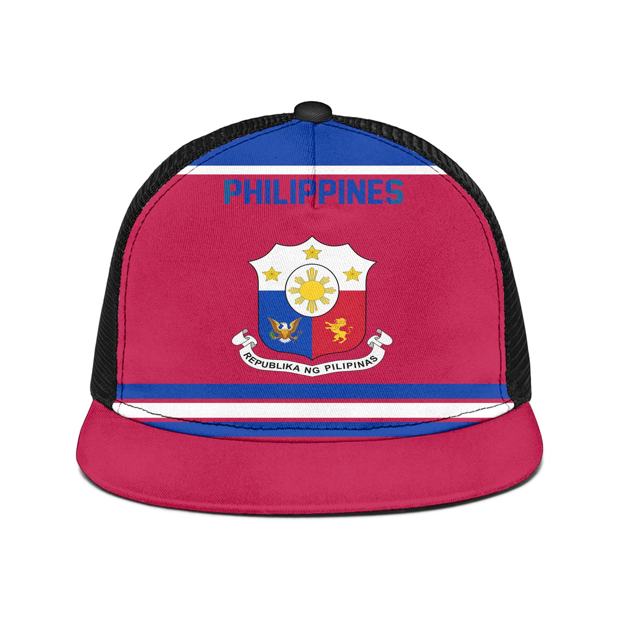 Philippines Trucker Hat Flag & Coat Of Arms Hockey Style