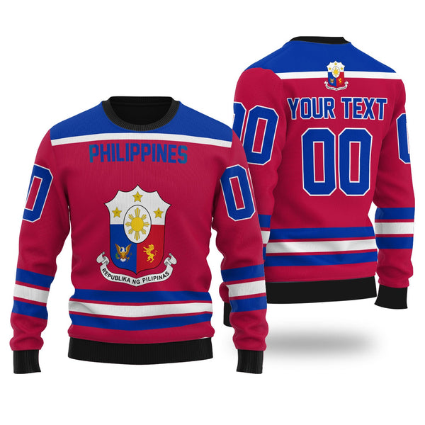 Philippines Ugly Sweater Flag & Coat Of Arms Hockey Style